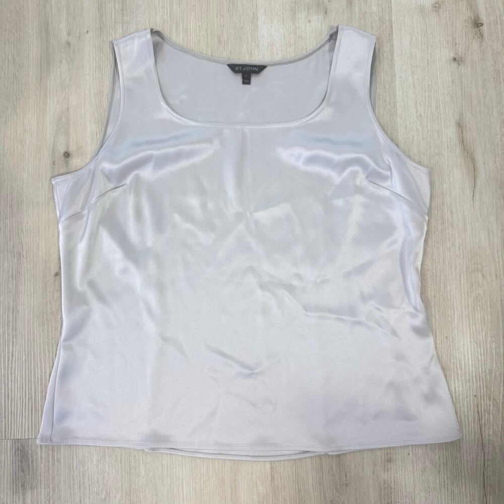St. John Liquid Satin Scoop Neck Shell Tank Top Sleeveless Career Large